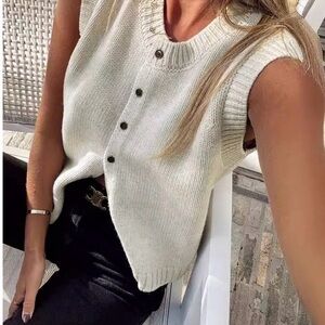 Commense Casual Button Up Sweater Vest